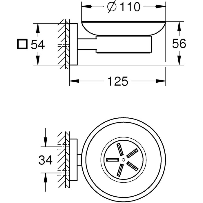 Милотримач GROHE Start Cube, чорний матовий, на клейкій основі, без свердління (до 5 кг), з кріпленням, прихований монтаж, з шурупами та дюбелями (клей окремо)