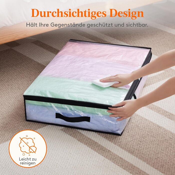 Органайзер для зберігання під ліжком Lifewit, 4 шт., 60л, прозорий, для ковдр, одягу, з посиленими ручками