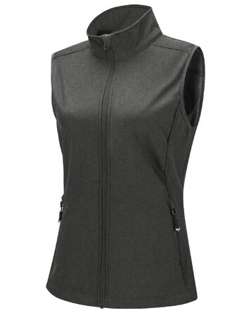 Жіноча легка софтшеллова жилетка 33,000ft - водонепроникна, вітрозахисна, для бігу, гольфу, туризму (48, Темно-сірий)