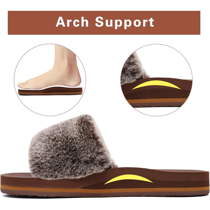 Тапочки жіночі пухнасті COFACE з хутром, теплі домашні капці, домашні шльопанці, літні та зимові тапочки для дому, домашні пухнасті тапочки для жінок, рожеві (39 EU, Кофе)