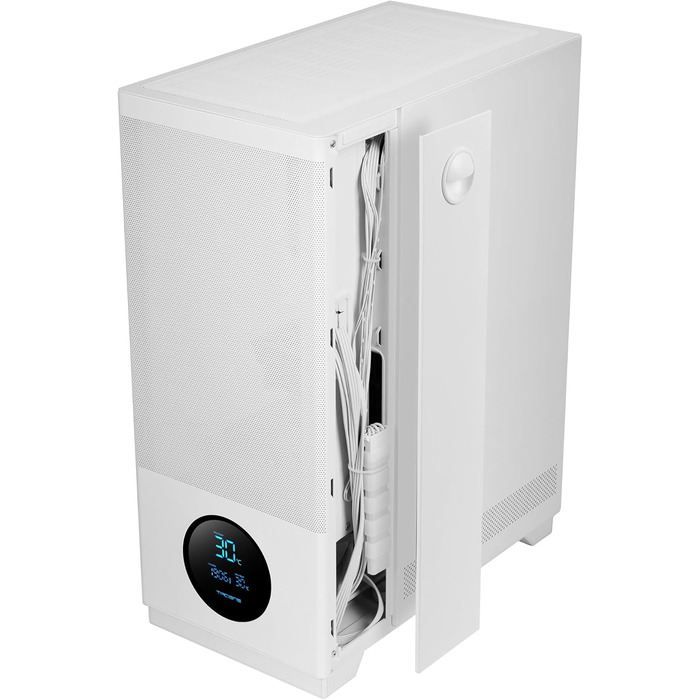 Корпус ПК Tacens SAGITTA20 з LED-дисплеєм, 3 вентилятори 120мм, загартоване скло, сітчастий фільтр, USB-C, чорний