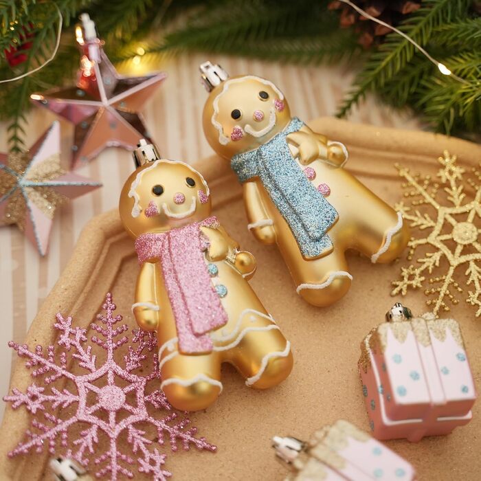 Набір прикрас на ялинку Shareconn 65 шт. з пластику, міцні, з мотузкою, різні розміри та кольори (червоний & білий, макарон)