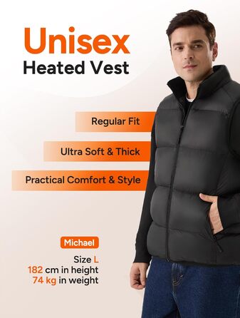Обогрівальна жилетка Dr.Prepare для чоловіків та жінок з Powerbank 16000mAh, 3 режими нагріву, 10 зон нагріву, для активного відпочинку, подорожей, спорту, чорна