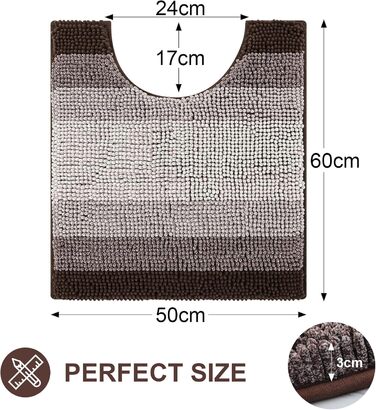 Килимок для ванної кімнати Homaxy з мікрофібри, 40x60 см, коричневий, антиковзаючий, швидковисихаючий