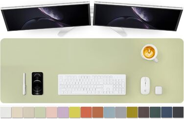 Підкладка для столу з екошкіри, 120x43 см – антиковзаюча підкладка для столу та миші для офісу та дому – органайзер для столу та аксесуари (світло-зелена)