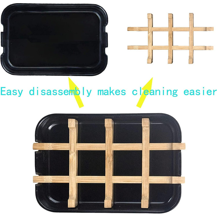 Сучасний тримач для мила та мильниця з бамбукової фібри, чорний, 13x7,6x2,5 см, для кухні, ванної кімнати та барної мийки