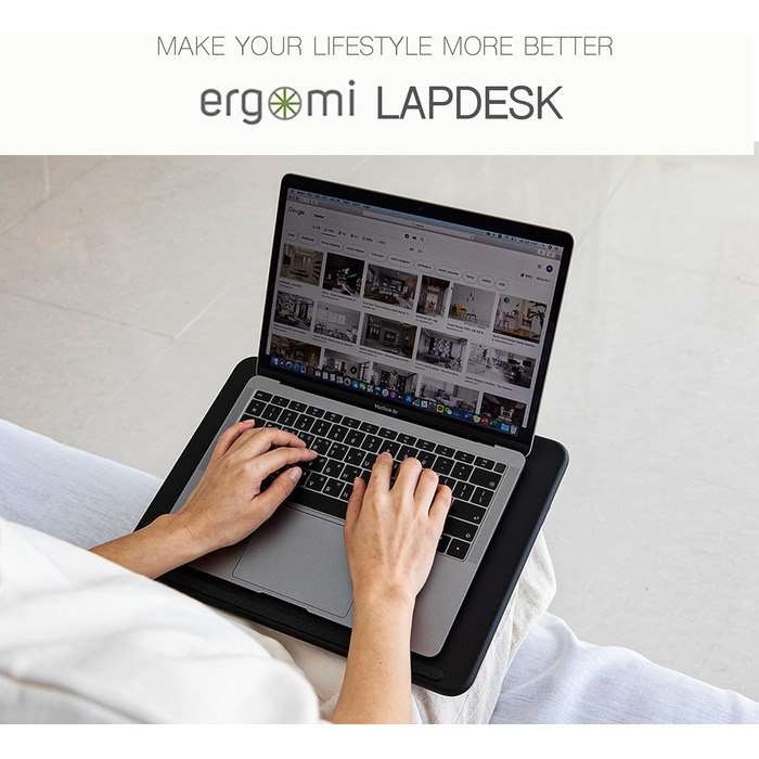 Підставка для ноутбука на колінах, колінцевий столик з подушкою, L – дерев'яний вигляд (M – PU), 30.5 x 57 x 4.5 см