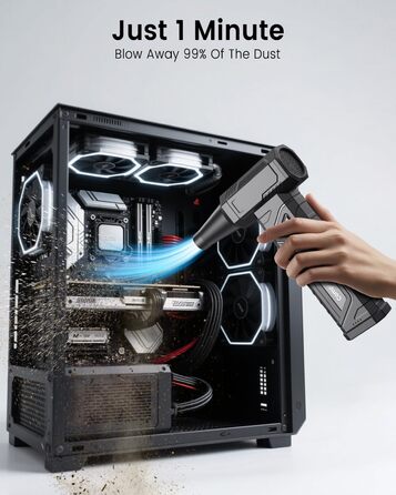 Електричний пилодув для ПК та приміщень - Air Duster 200000 RPM, 4-рівні, акумуляторний, чорний