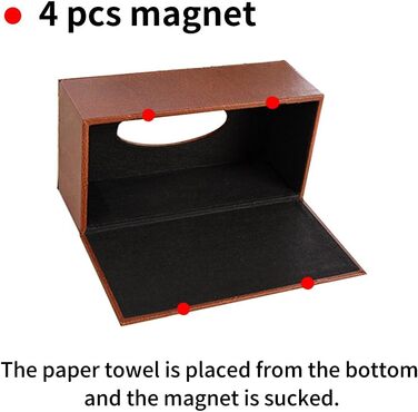 Тримач для серветок зі шкіри, стильний, міцний, для дому, офісу, автомобіля. Тримач для тканинних серветок, прямокутний, ретро-дизайн (1 шт.)