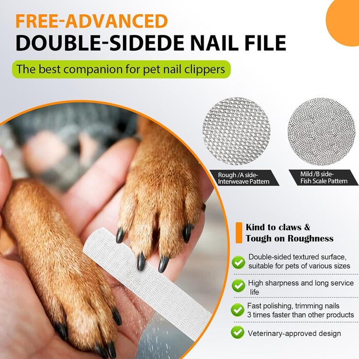 Професійна нігтьова шарикова пилка для собак та котів з високоякісною пільцювальною пилкою з нержавіючої сталі та надгострими лезами з нержавіючої сталі 4Cr13 для маленьких, середніх та великих порід