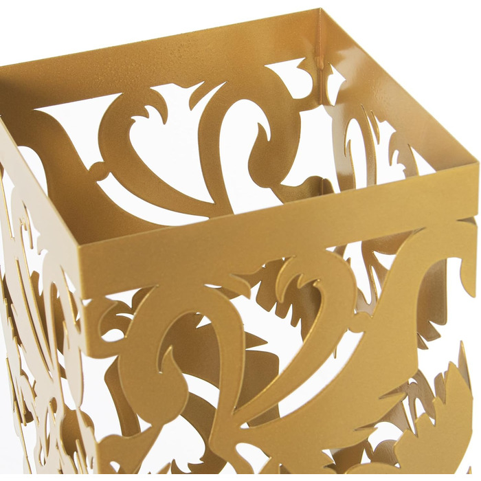 DRW Квадратний парасолька, металевий, з прорізами, позолочений, 15,5 x 15,5 x 49 см, золотий