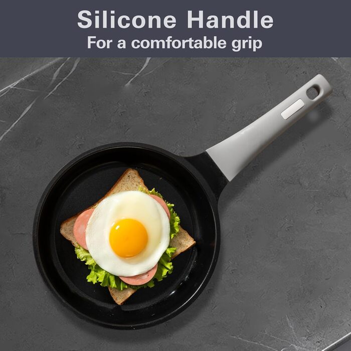 Набір посуду UCCLIFE 17 предметів: каструлі, сковорідки з антипригарним покриттям, керамічний набір, антипригарна сковорода, каструля, суповарка, безпечний, для індукційних плит, кухонний набір, сірий колір