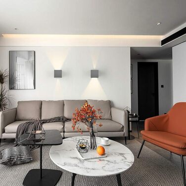 LED-стінні світильники Klighten 2 шт. 12W, регульований світловий промінь, тепле світло 3000K, IP65, для дому та саду, антрацит