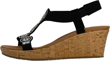 Босоніжки жіночі Skechers Beverlee Date Glam на танкетці, чорні (40 EU)