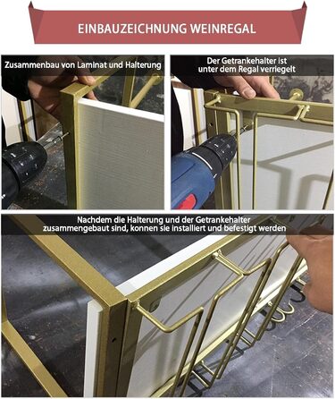 Металевий настінний/підвісний стелаж для вина DSVONAUS, 140x30x60 см - для бару, ресторану, кафе, кухні