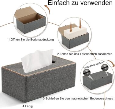 Скляниця для серветок Rarapop з PU-шкіри, сіра - органайзер для ванної, тумбочки, офісу