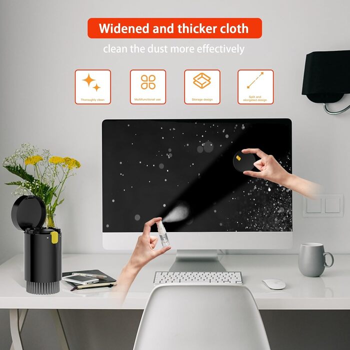 Набір для чищення 20-в-1 для AirPods, ноутбуків, телефонів, клавіатур – Професійний набір для чищення екранів з мікрофіброю, щітками, USB-щільочкою (Critin-20-in-1 black)