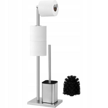Підставка-тримач для туалетного паперу та йоржика для унітазу, срібляста, нержавіюча сталь, стиль Лофт