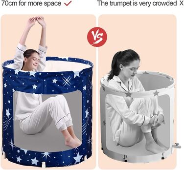 Foldable Bathtub, Foldable Bathtub, Foldable Bathtub, SPA Bathtub, Adult Bathtub, Plastic Bucket, 70x65 cm with Insulating Cotton, Blue Star