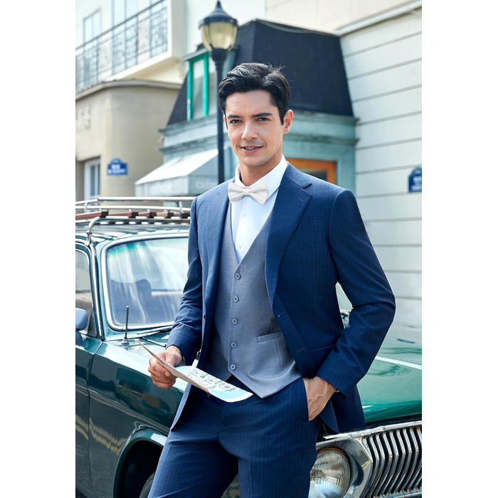 Краватка-метелик чоловіча Enlision з кишеньковим хустинкою - комплект для весілля, свят, до костюма. Білий колір.