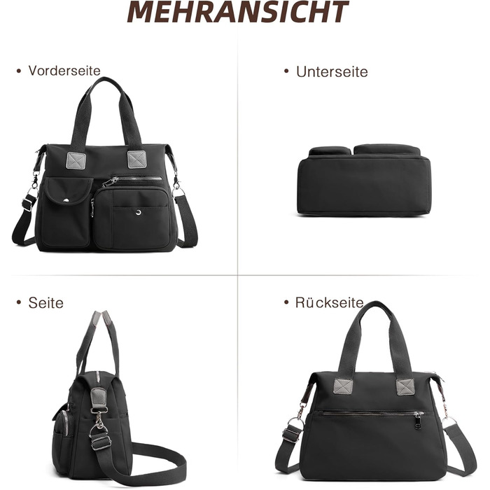 Сумка жіноча DIRRONA велика – містка сумка-шопер для міста, роботи, університету та подорожей, знімний ремінь, чорна