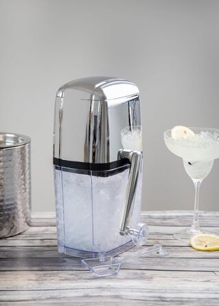 BarCraft Ice Crusher for Cocktails, with Ice Scoop, Plastic and Stainless Steel, 15.5 x 13.5 x 28cm, Transparent/Silver