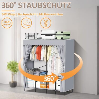 Wardrobe, Portable Shelf System, 20 Cube DIY Shelf System Wardrobe Open Plastic Closet with Doors Wardrobe Cabinet White 180 x 142 x 37CM (With Fabric Cover 178x170x48cm)