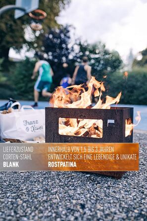 BRISA VW Collection – багатофункціональний мангал-гриль у формі ящика для напоїв Volkswagen з кортенової сталі, чорний/кортен, вулична жаровня