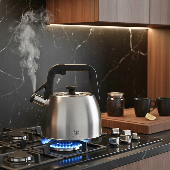 Класичний сталевий чайник Karl Hausmann, 2,5 л, чорний, сріблястий, сірий