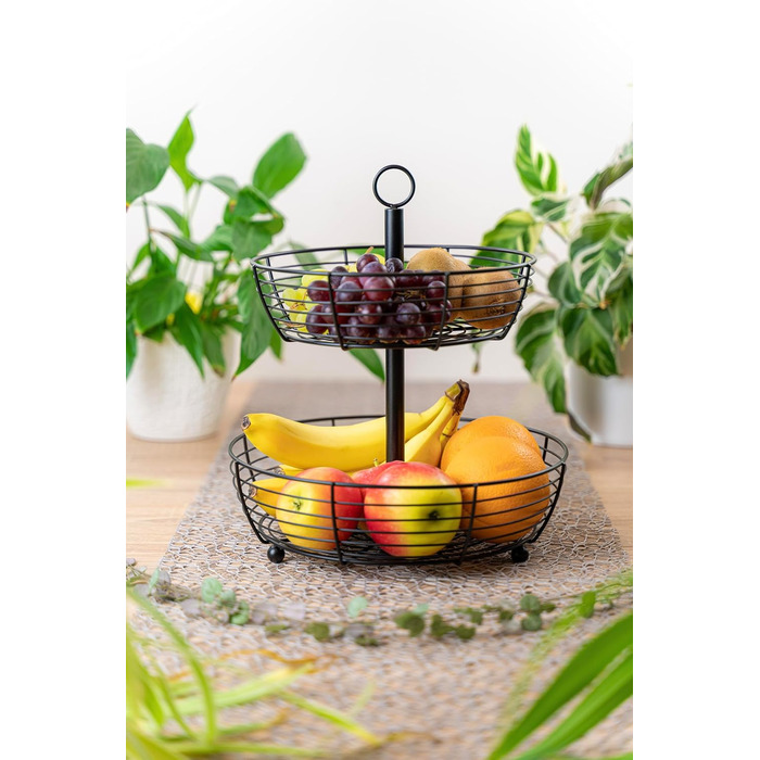 Стійка для фруктів Auroni Infinite 2 яруси, чорний матовий, діаметр 29 см, висота 33 см
