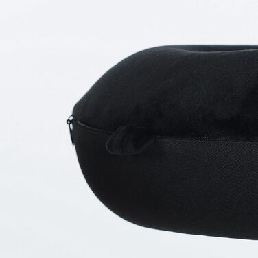 Подушка для шиї з піною з пам'яті, зручна та легка, ідеальна для сну в літаку, автомобілі, поїзді, автобусі та вдома, з чохлом для зберігання (Чорна)