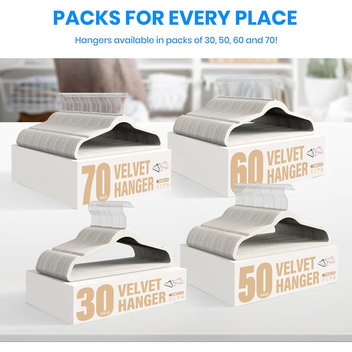 Клеiderbügel YSSOA: 50 шт. вешалок для одягу з антиковзаючою поверхнею, 360° обертання, білі, для шафи, економія місця