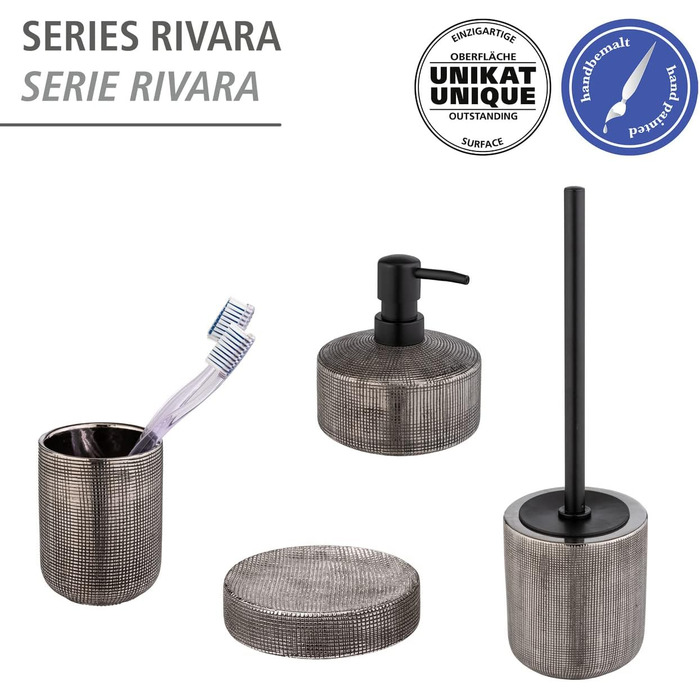 Підставка для мила WENKO Rivara, керамічна мильниця для мила, Ø 10 x 2,5 см, срібна