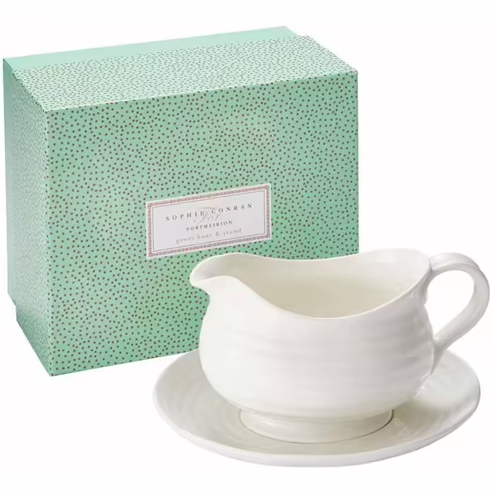 Порцелянова соусниця з підставкою Portmeirion Home & Gifts, біла, 22,5x18x10 см