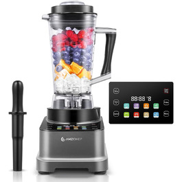 AMZCHEF 8-в-1 багатофункціональний блендер 2000 Вт з LCD-екраном, 2 л, 8 програм і 10 швидкостей, для кухні, сірий
