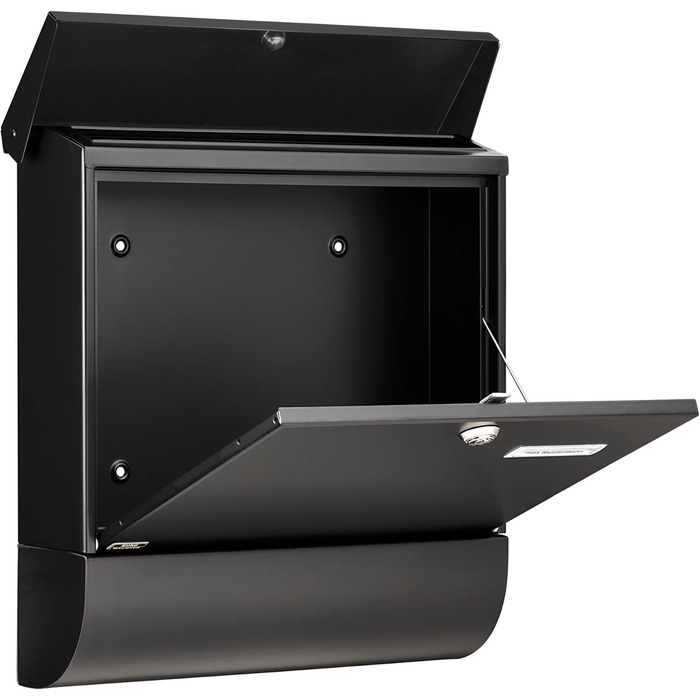 Поштова скринька Burg Wächter Vario ANT з газетницею та табличкою для імені, оцинкована сталь, формат DIN C4, 2 ключі, чорна (RAL 7016)