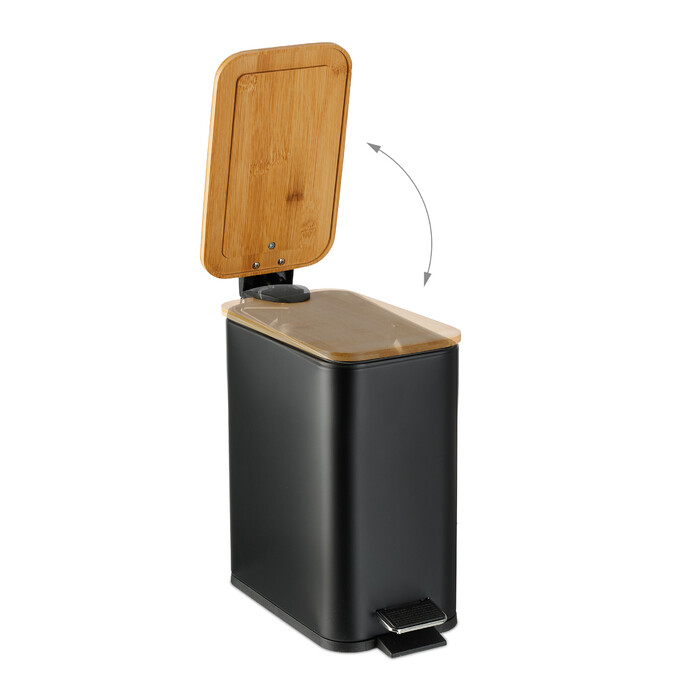 Relaxdays Waste Bin 5 l with Bamboo Lid