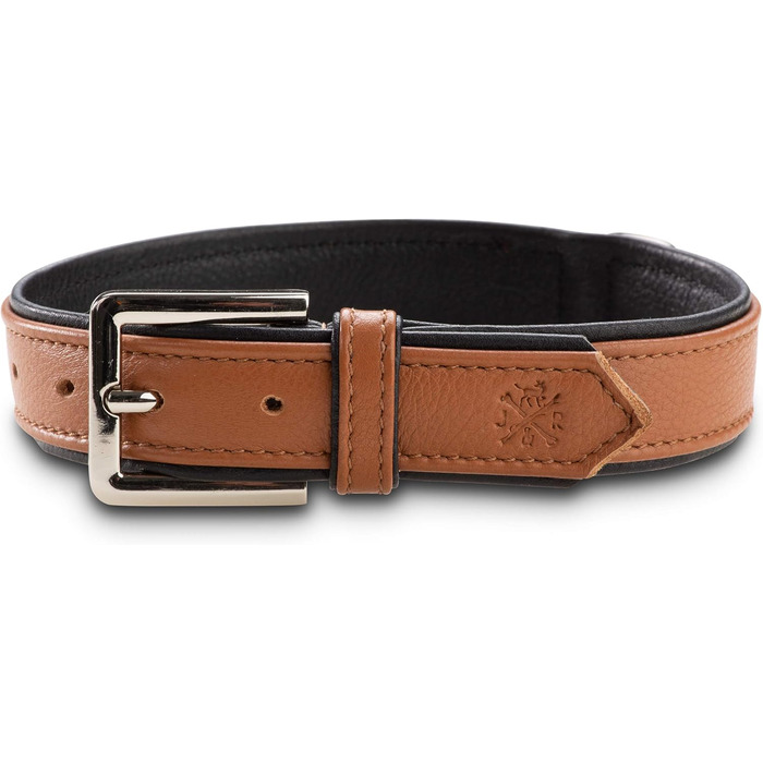 Преміум шкіряний нашийник для собак Jack Russell Lilly - нашийник з натуральної шкіри Kalbleder (S, Коричневий/Чорний) - розмір S, обхват 32-39,5 см