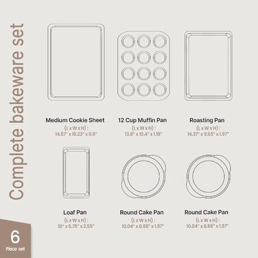 Набір форм для випічки Backset Deluxe (6 шт.) з антипригарним покриттям, з вуглецевої сталі, без PFOA та PTFE