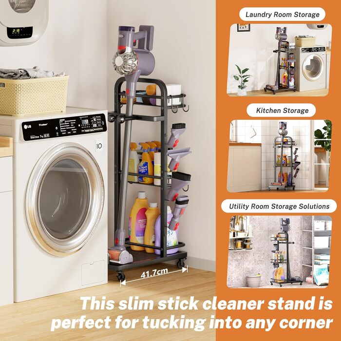 Підставка для пилососа, металева, настінна/підлогова, з коробкою для зберігання, сумісна з Dyson Gen5 V15s V15 V12 Slim V11 V10 V8 V7 V6 та аксесуарами