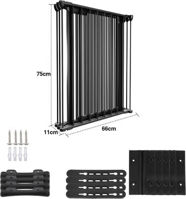 Захисний сітковинний бар'єр для каміну, 310 см, металевий, з дверцятами, білий/чорний