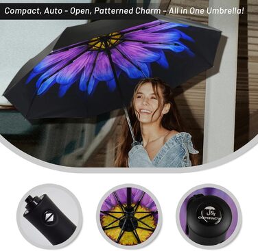 Компактна дорожня парасолька SY Winddicht: автоматична, легка, незламна. (B-Lila Blumen)
