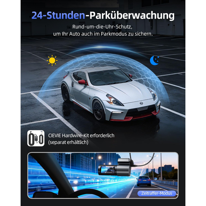 Відеореєстратор автомобільний 4K+1080P Dashcam з Wi-Fi, SD 64GB, нічна зйомка, G-сенсор, паркування