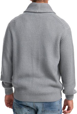 Чоловічий кардиган Indicode INBrandox з коміром-шарфом та ґудзиками | Дріб'язковий кардиган для чоловіків L, сірий світло-сірий