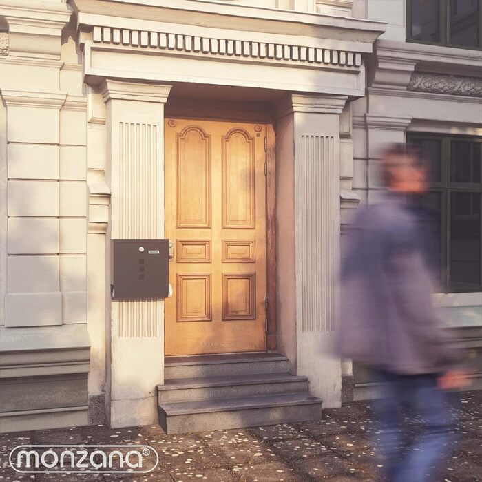 Поштовий ящик Monzana Kreuzschloss з мідним циліндром, сталевий, чорно-срібний (антрацит) 31x10x34 см, з вікном для газет та іменним шильдиком, 2 ключі