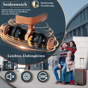 Чемодан Joyway ABS з розширенням, набір 3 шт. (55 см) з TSA-замком, білий (морський блакитний), включає сумку та кулькову косметичку