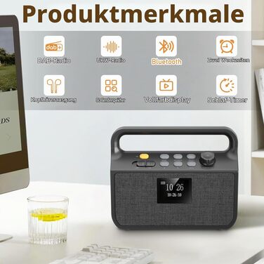Портативний Bluetooth радіоприймач з DAB/FM, потужний Power Bank 20000mAh, TFT-екраном, TF-картою та AUX — універсальне аварійне радіо для кемпінгу та відпочинку на природі