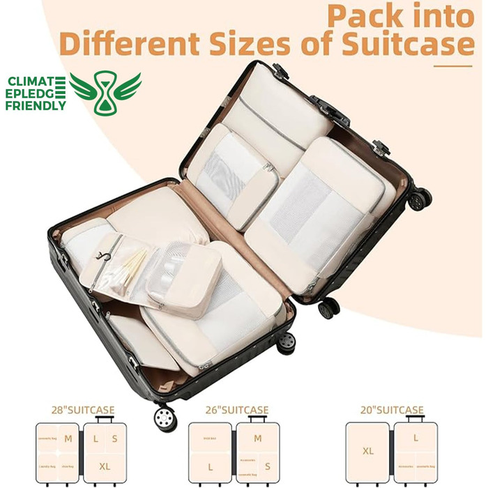 Органайзери для подорожей BAGAIL (10 шт.) - набір кубиків для пакування в різних розмірах, Matcha-Green