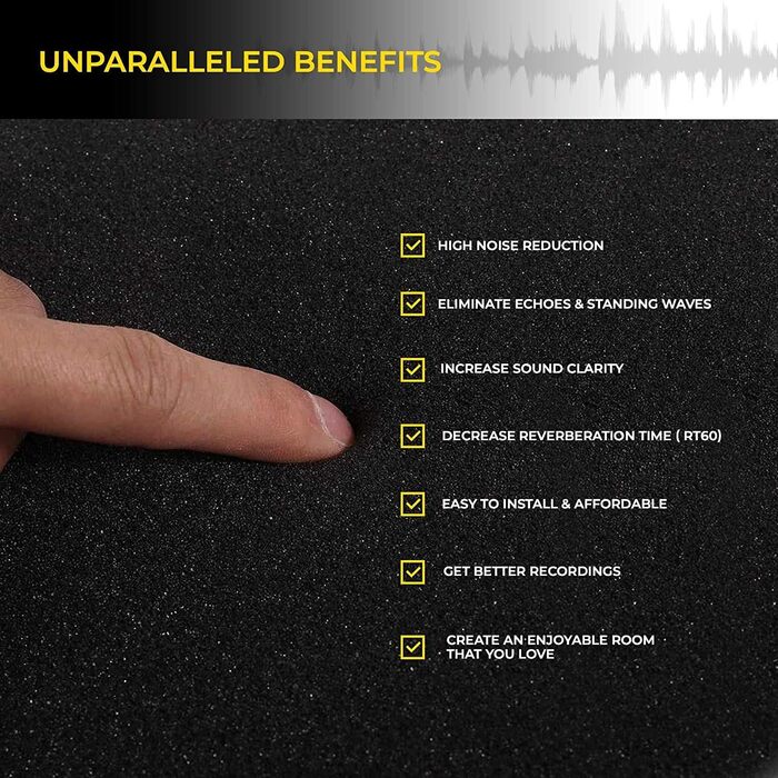 Акустичні пірамідні панелі з шумопоглинаючого поролону, звукопоглинаючі панелі для студії, антрацит, 2.5 x 30.5 x 30.5 см, 24 шт.