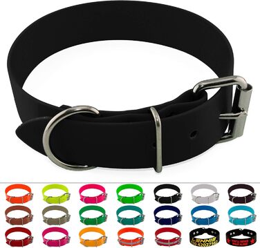 Ленні Нашийник BioThane, чорний, з нержавіючою сталею, ширина 38 мм, розмір 38-48 см, з можливістю нанесення напису